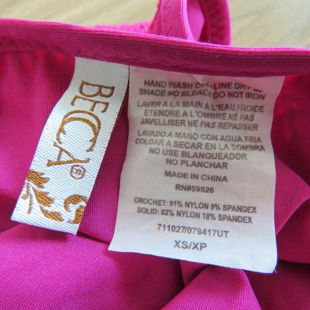 BECCA Purple Color Play Crochet Plunge One-Piece Swimsuit Magenta - Size XS - Picture 14 of 14